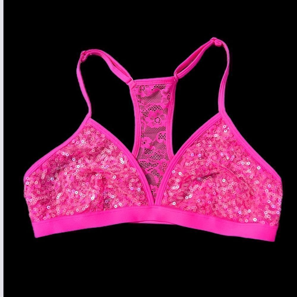 Victorias Secret PINK Bling Sequin Bralette Small Pink New